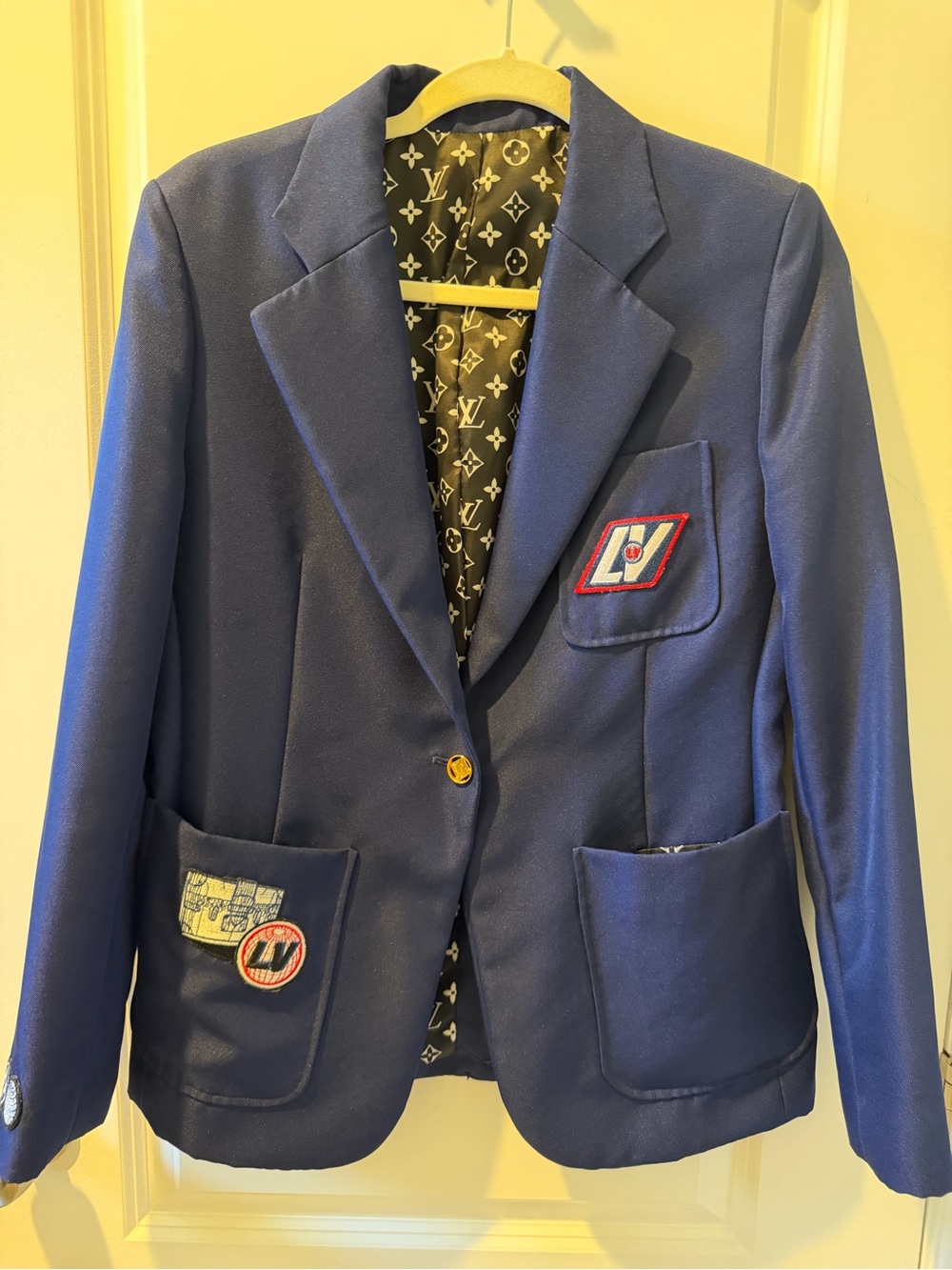 Louis Vuitton Blue Blazer with Patch Details